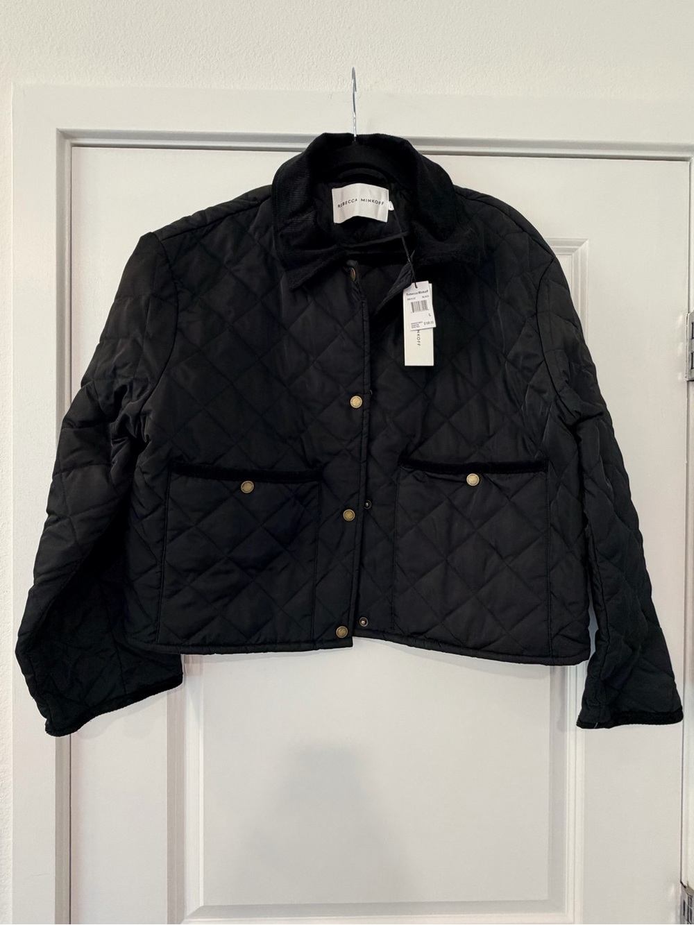 Rebecca Minkoff Black Quilted Crop Puffer Jacket